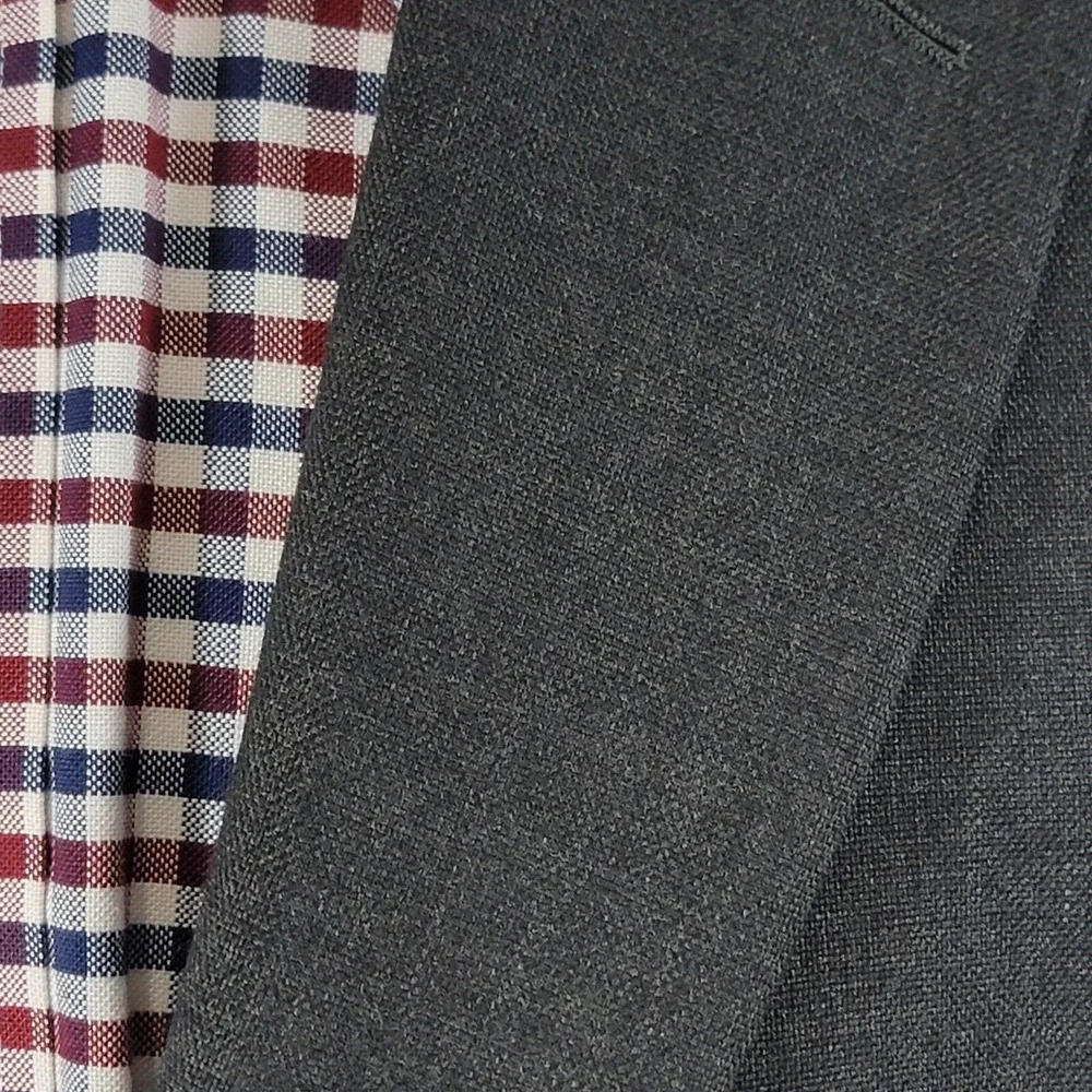 Stafford Men's Sport Coat‎ Blazer Two Button Charcoal Gray Poly Wool Size 46L